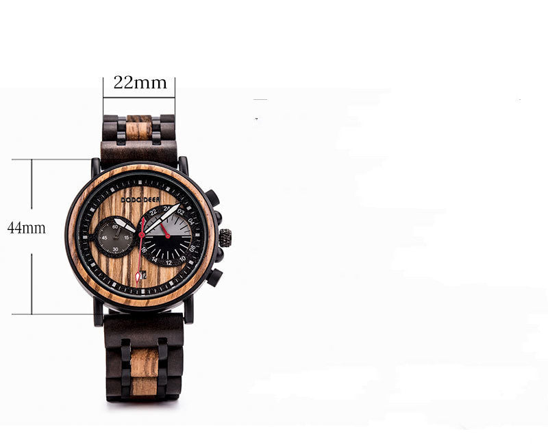 Fashion Chronograph Wood Watch - Calendar Laser