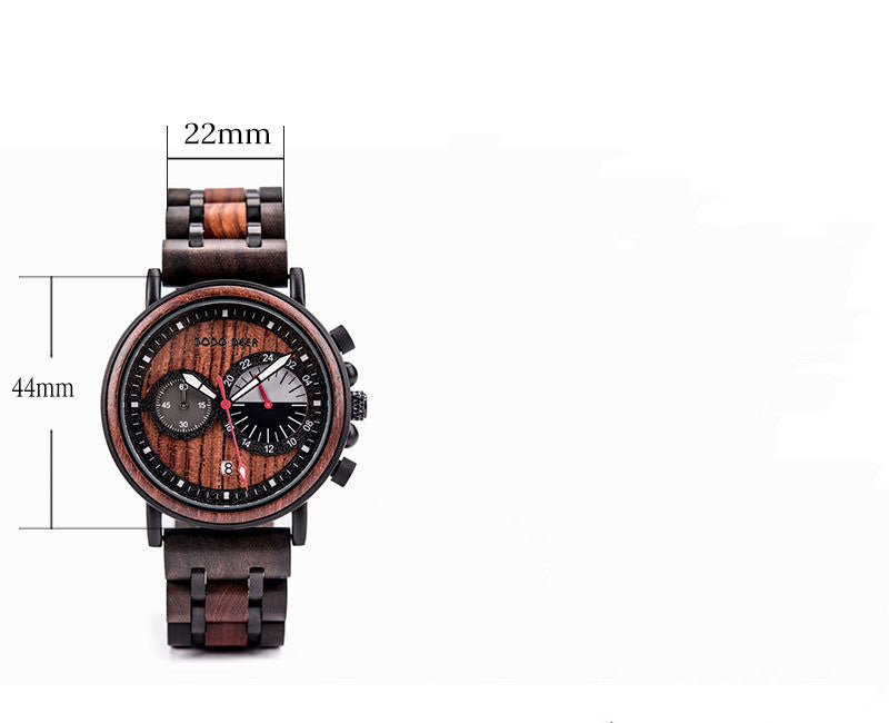 Fashion Chronograph Wood Watch - Calendar Laser