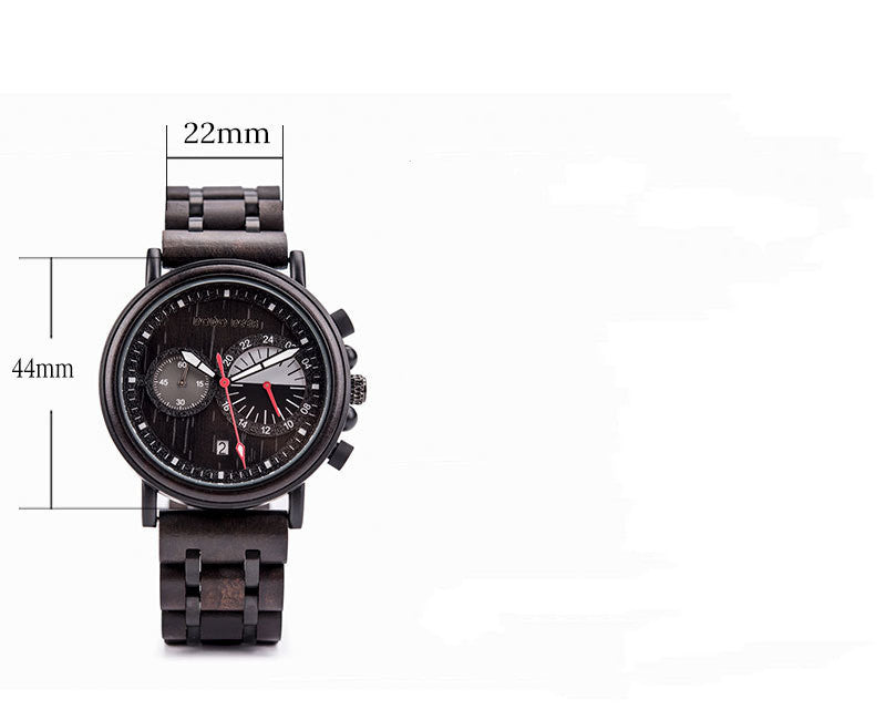 Fashion Chronograph Wood Watch - Calendar Laser