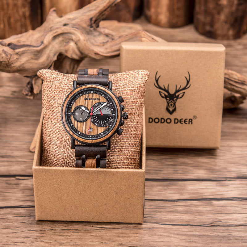 Fashion Chronograph Wood Watch - Calendar Laser