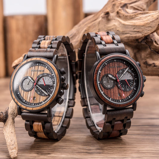 Fashion Chronograph Wood Watch - Calendar Laser