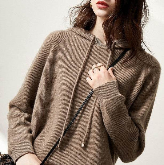 Lazy Loose Hoodie Knit Sweater With Wool Hoodie Backing - Millivan supplies