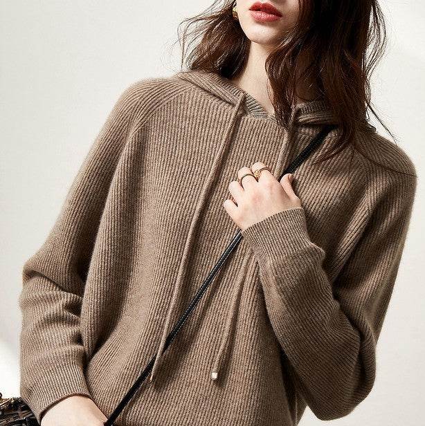 Lazy Loose Hoodie Knit Sweater With Wool Hoodie Backing - Millivan supplies