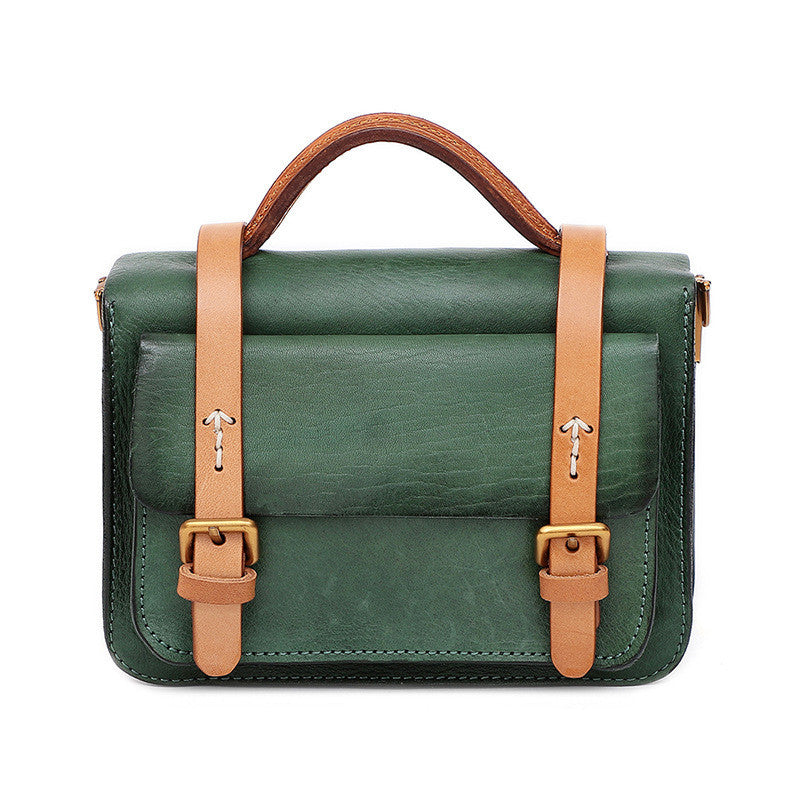 Crossbody Shoulder Bag Vegetable Tanned Leather Shoulder Bag Multifunctional Retro Leather Handbag
