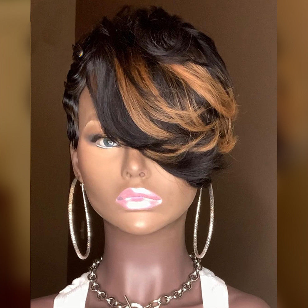Women's European American Small Curly Gradient Wig - Short Blonde Chemical Fiber Hair