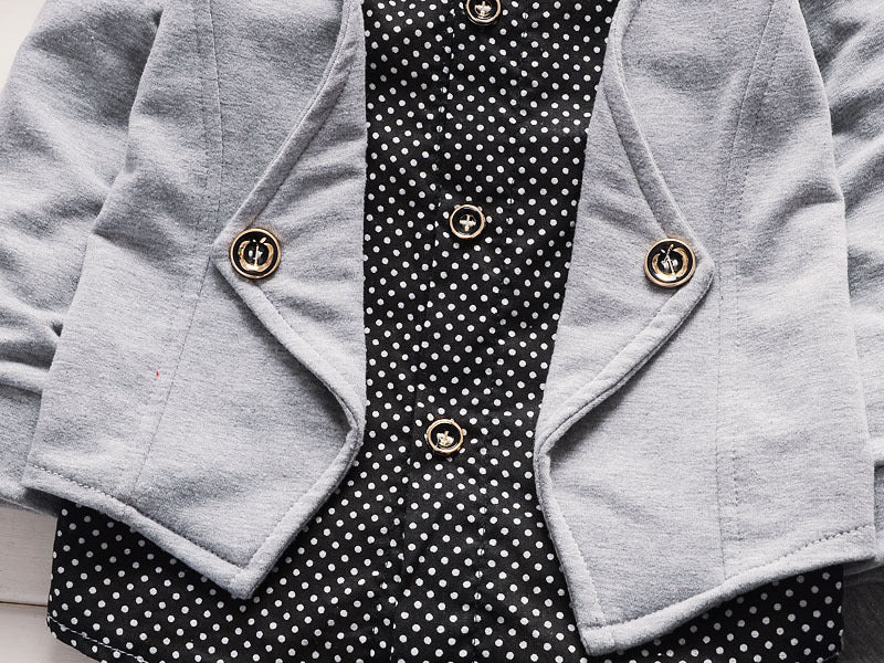 Toddler Boys Casual Suit Set - Printed Navy Blue