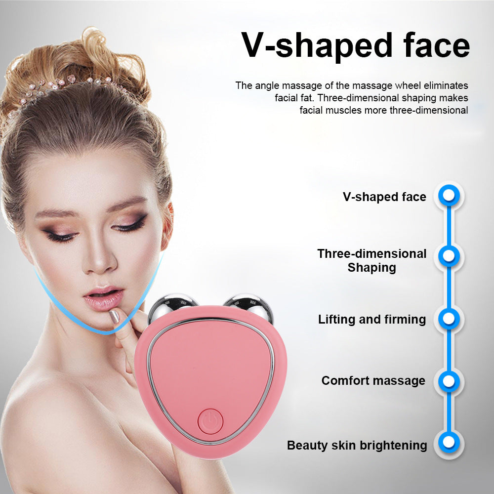 Micro Current Beauty Instrument Roller Instrument Beauty Massager Face - ABS Ion Ultrasonic Pink White