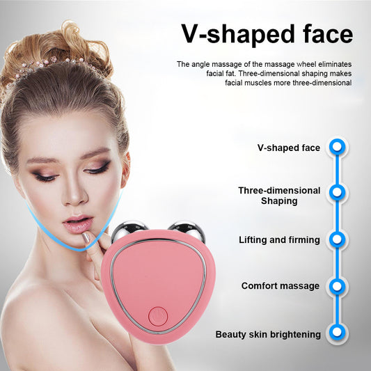 Micro Current Beauty Instrument Roller Instrument Beauty Massager Face - ABS Ion Ultrasonic Pink White