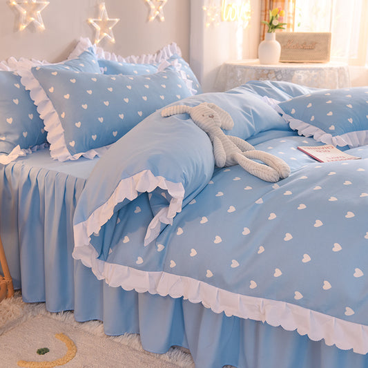 Four-Piece Set Of Simple Love Lace Bed