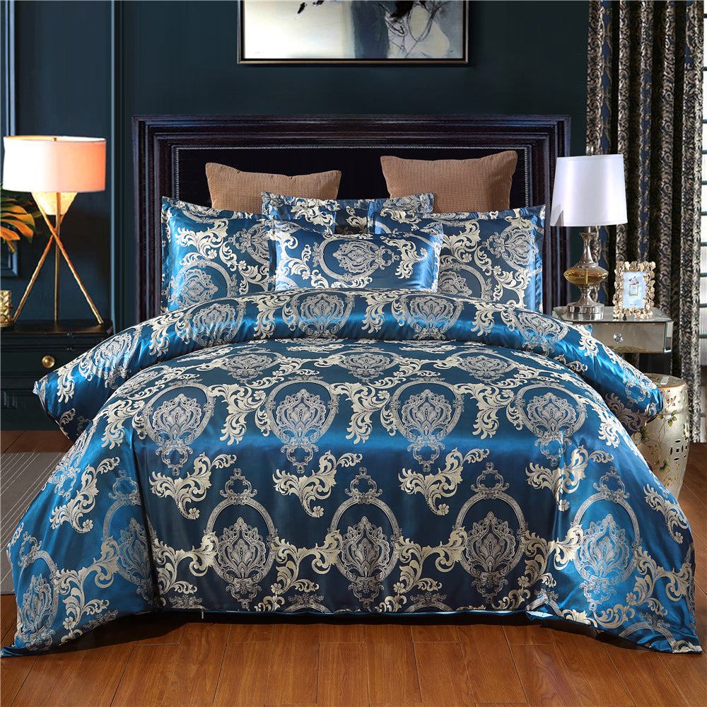 European Style Satin Jacquard Bedding Set  Quilt Cover And Pillowcase