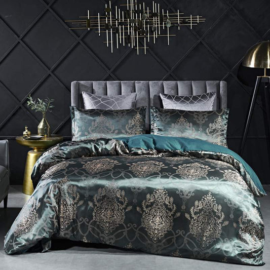 European Style Satin Jacquard Bedding Set Quilt Cover And Pillowcase