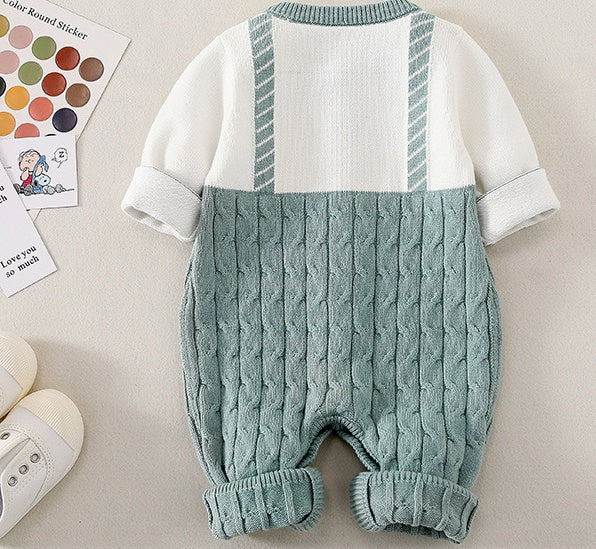 Sleeve Casual Green Spring And Autumn Warm Single-Breasted Jumpsuit
