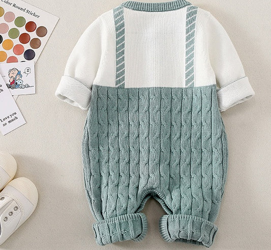 Sleeve Casual Green Spring And Autumn Warm Single-Breasted Jumpsuit