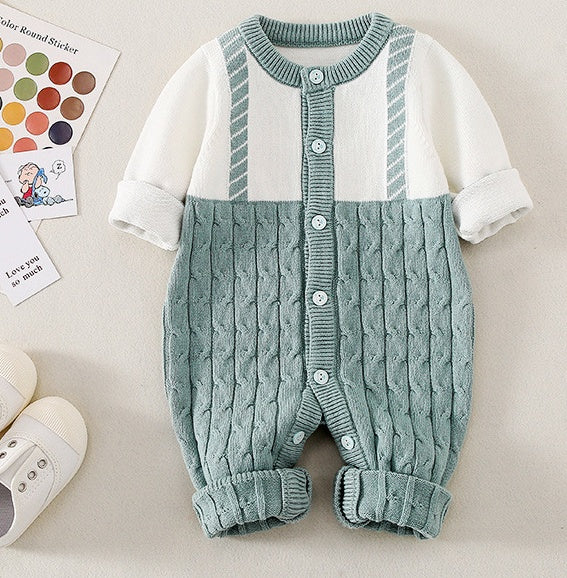 Sleeve Casual Green Spring And Autumn Warm Single-Breasted Jumpsuit
