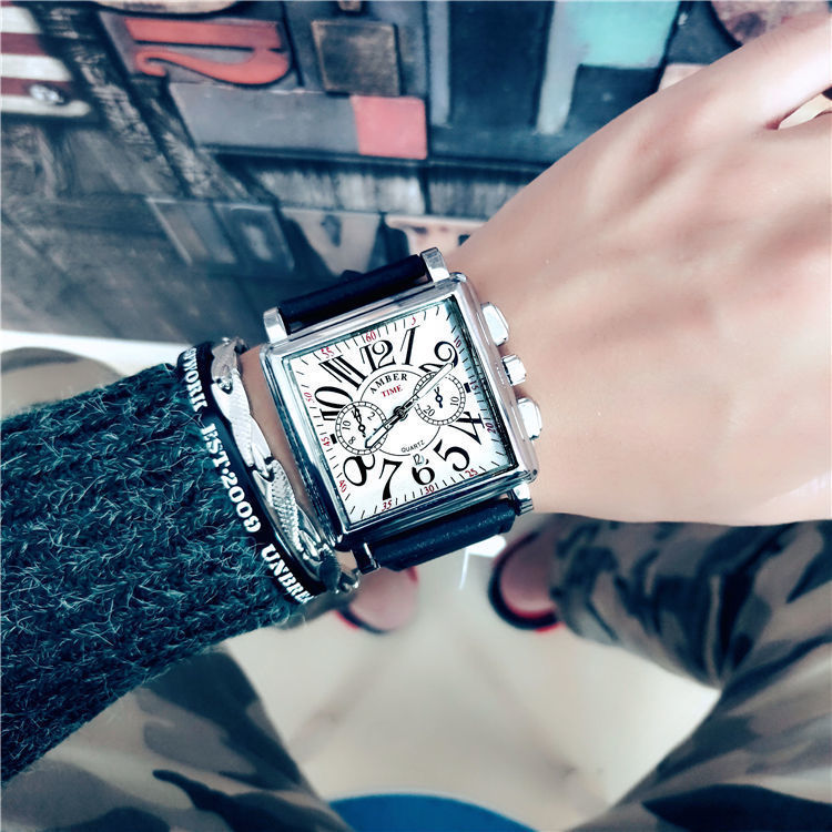 Square Men's Quartz Watch - Multi-Function Vintage