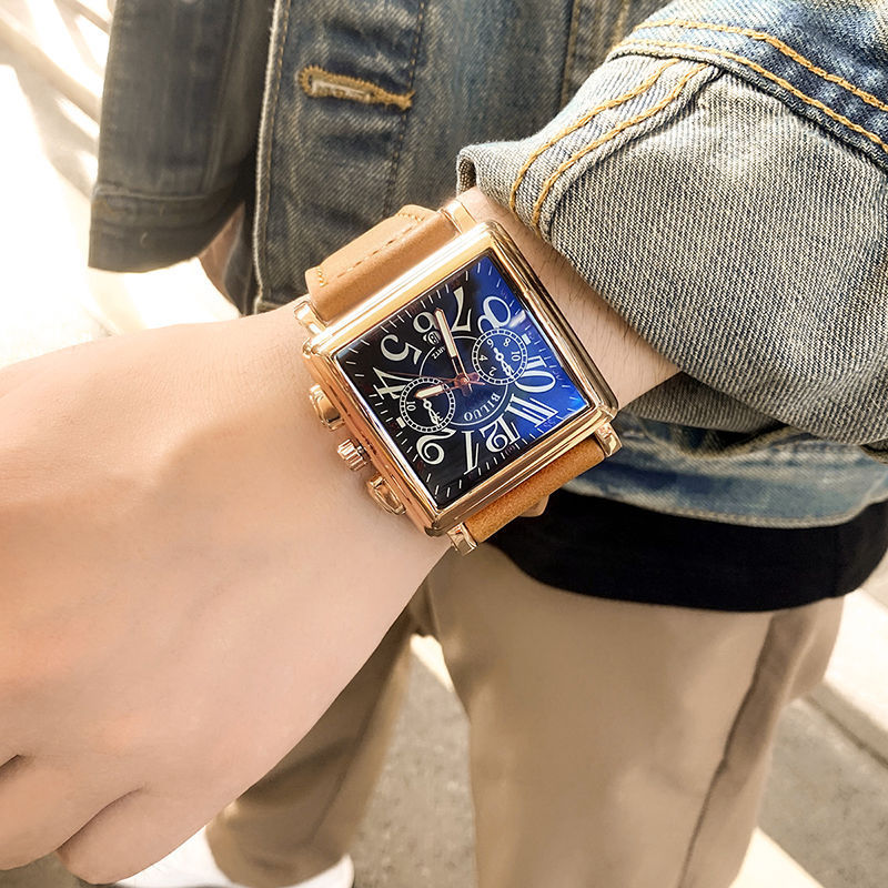 Square Men's Quartz Watch - Multi-Function Vintage