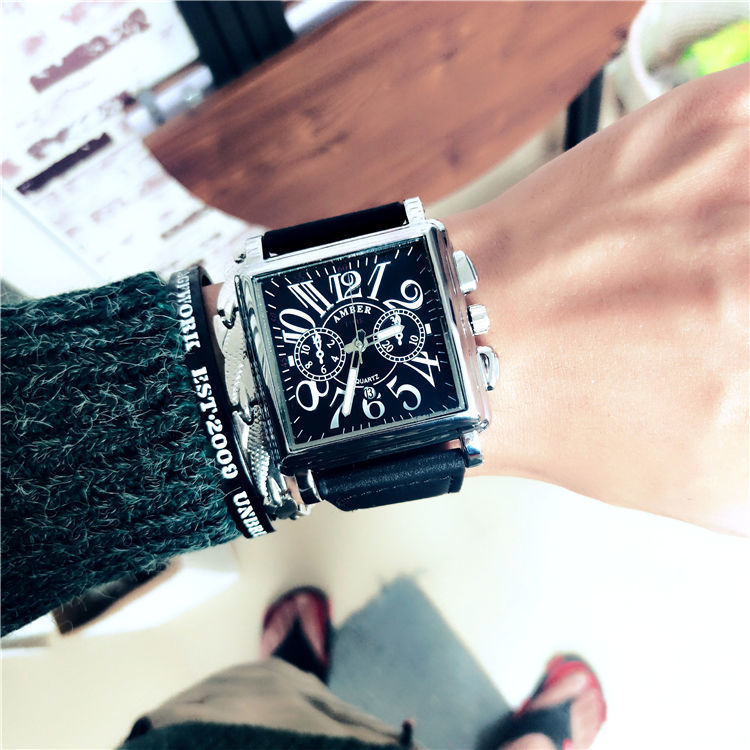 Square Men's Quartz Watch - Multi-Function Vintage