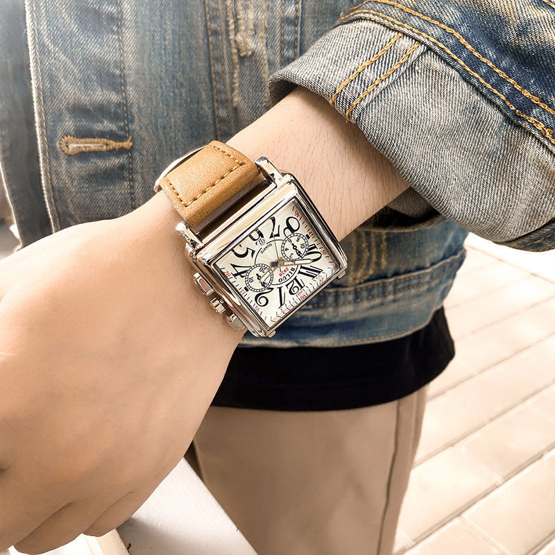 Square Men's Quartz Watch - Multi-Function Vintage