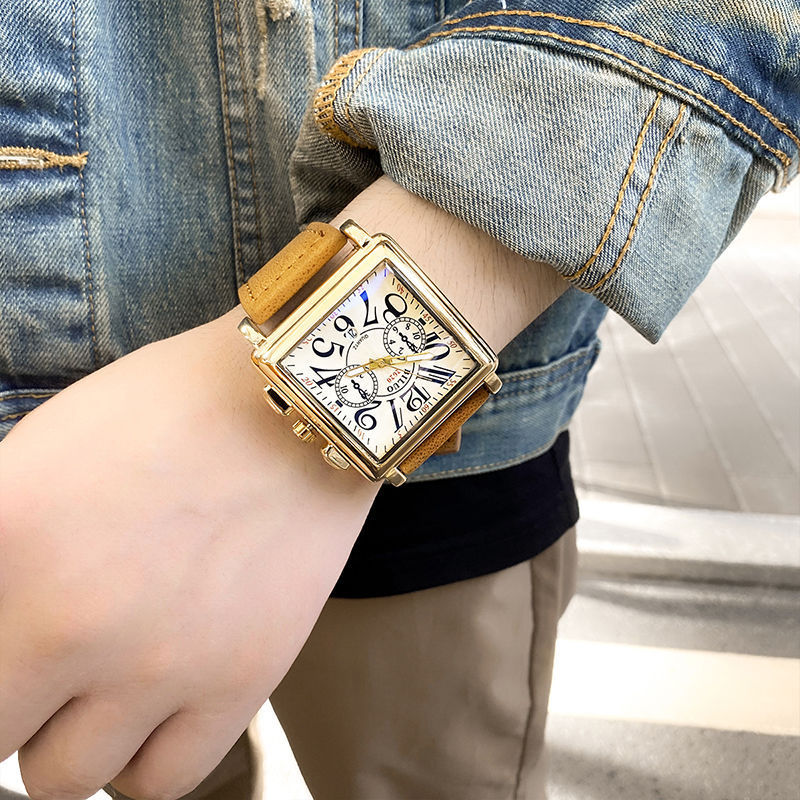 Square Men's Quartz Watch - Multi-Function Vintage