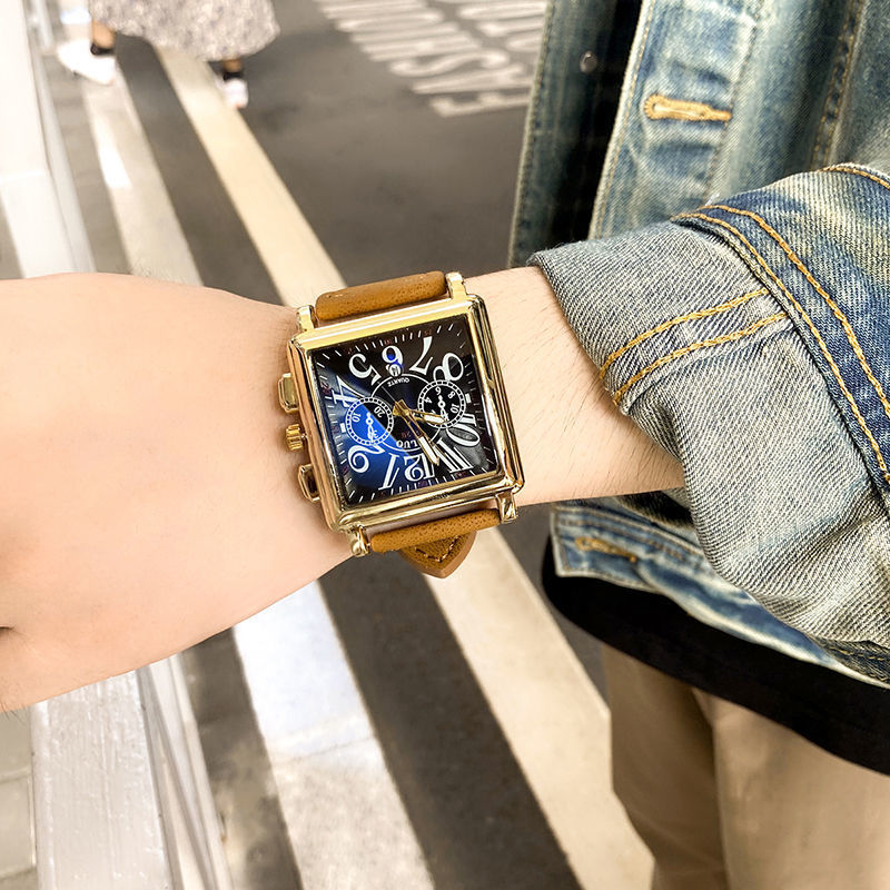 Square Men's Quartz Watch - Multi-Function Vintage