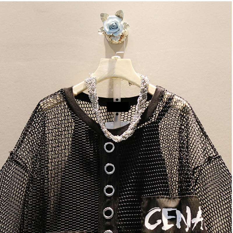 Women's Mesh T-shirt Women's See-through Plus Size Fat Mm Net Shirt