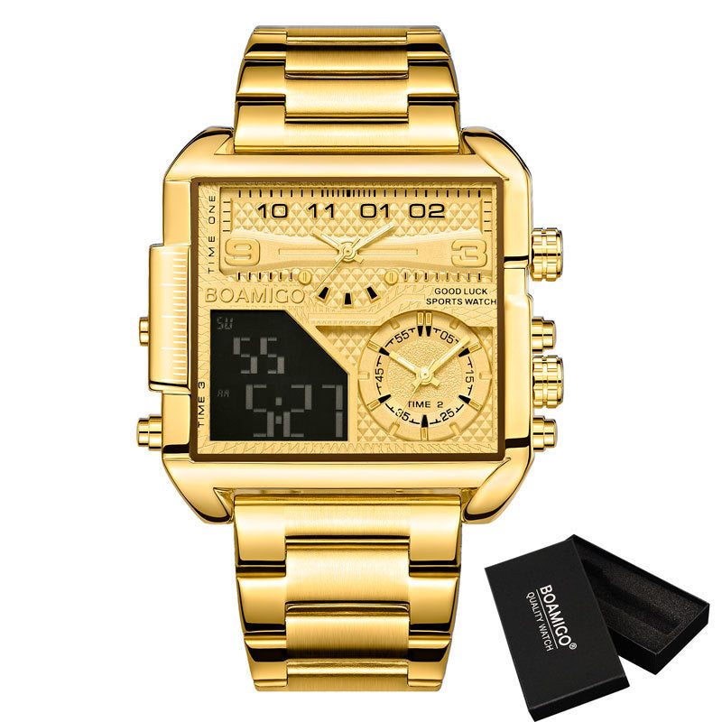 BOAMIGO Gold Digital Analog Watch - 42mm Square