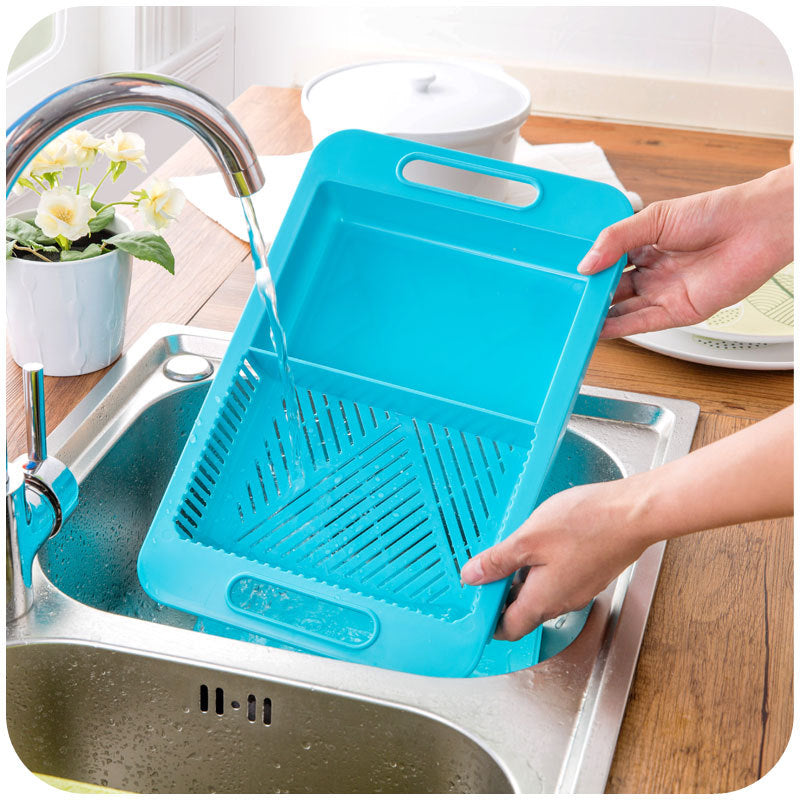 Multifunction Kitchen Chopping Blocks Sinks Drain Basket Cutting Board - PP TPE Design