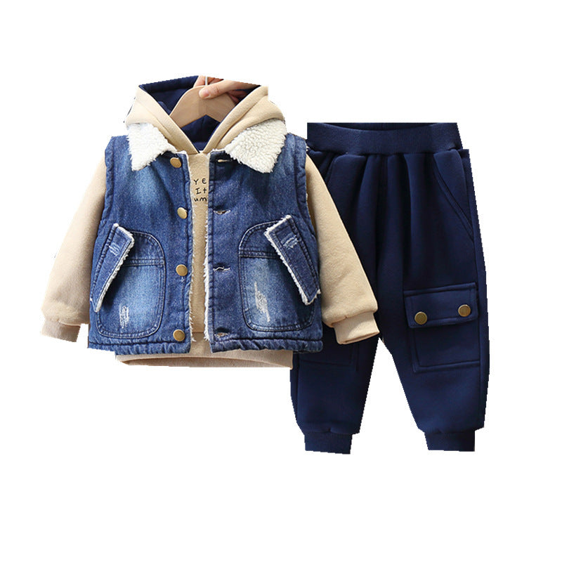 Cozy Baby Winter Jeans & Plush Suit - Warm Two-Piece Set