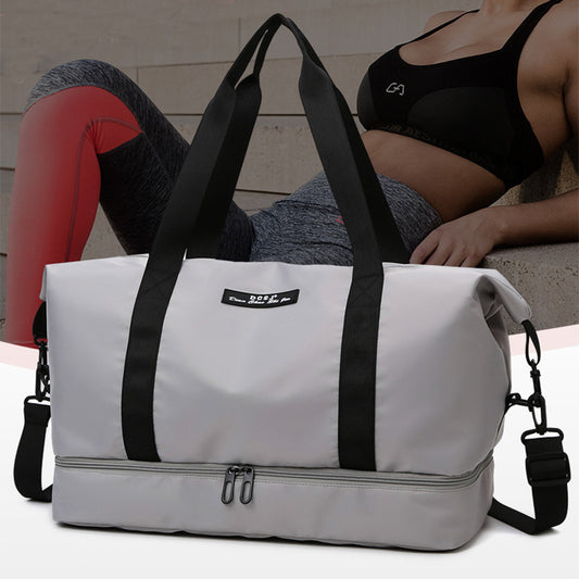 Large Capacity Waterproof Travel Duffle Bag - Women's Sports Gym Fitness Weekender with Shoe Compartment