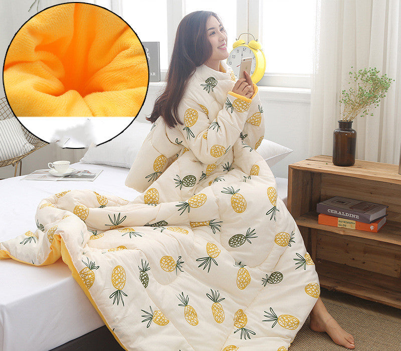 Winter Lazy Quilt with Sleeves - Polyester 1.2×1.6m Wearable Blanket 5 Colors 1350g