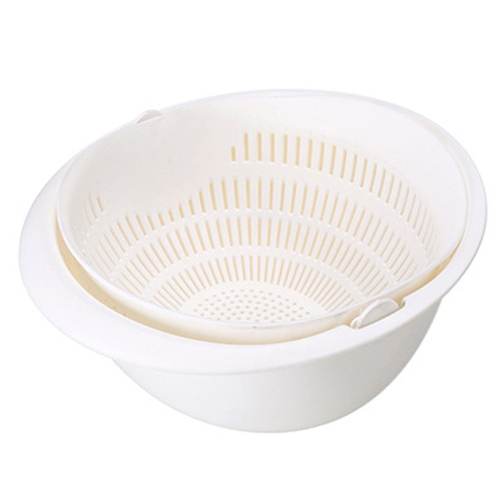 Portable Detachable Cleaning Drain Basket Double-Layer Hollow Fruit and Vegetable Cleaning Drain Basket - PP Material