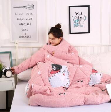 Winter Lazy Quilt with Sleeves - Polyester 1.2×1.6m Wearable Blanket 5 Colors 1350g