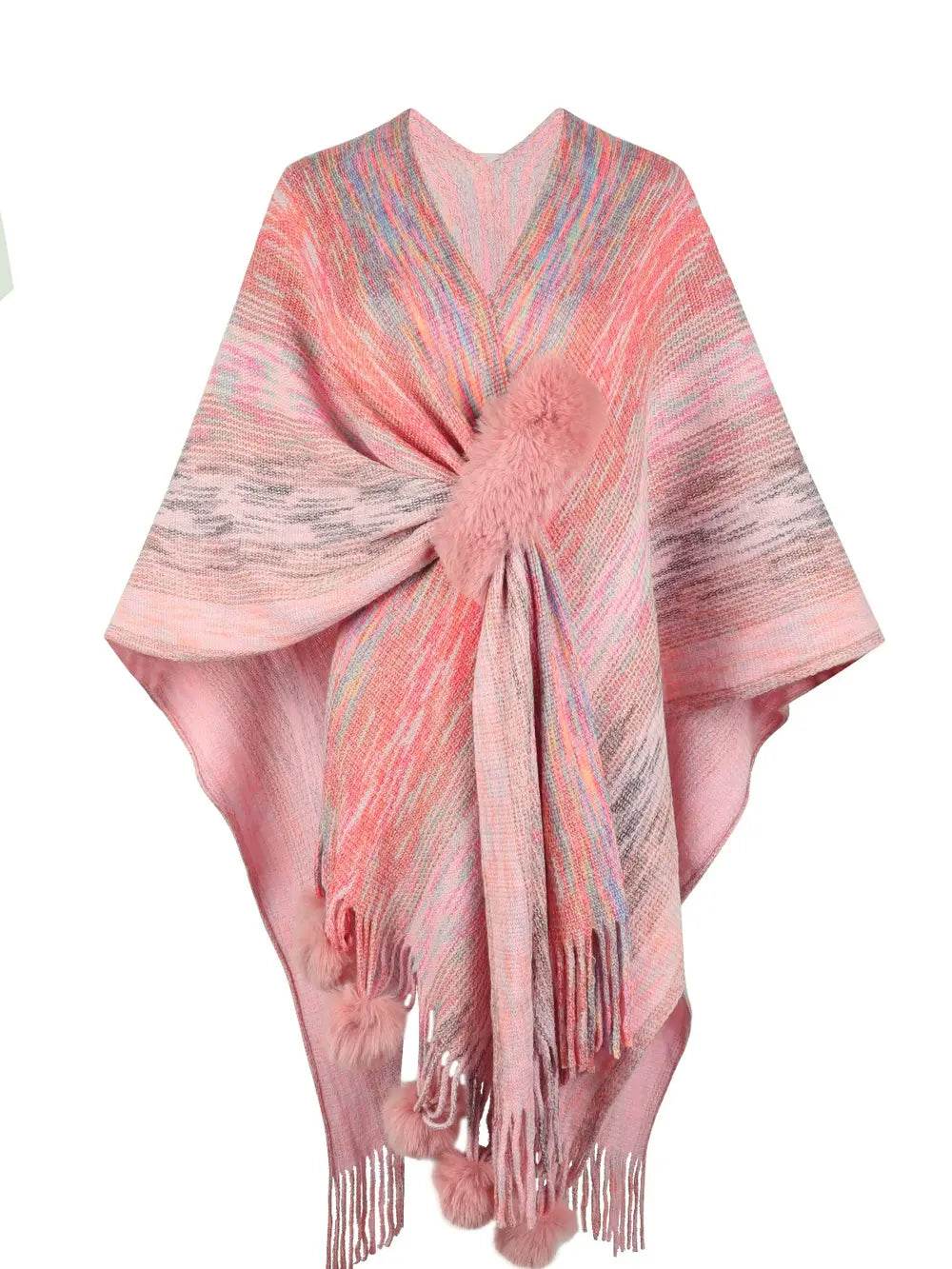 Heathered Fringe Hem Poncho - Millivan supplies