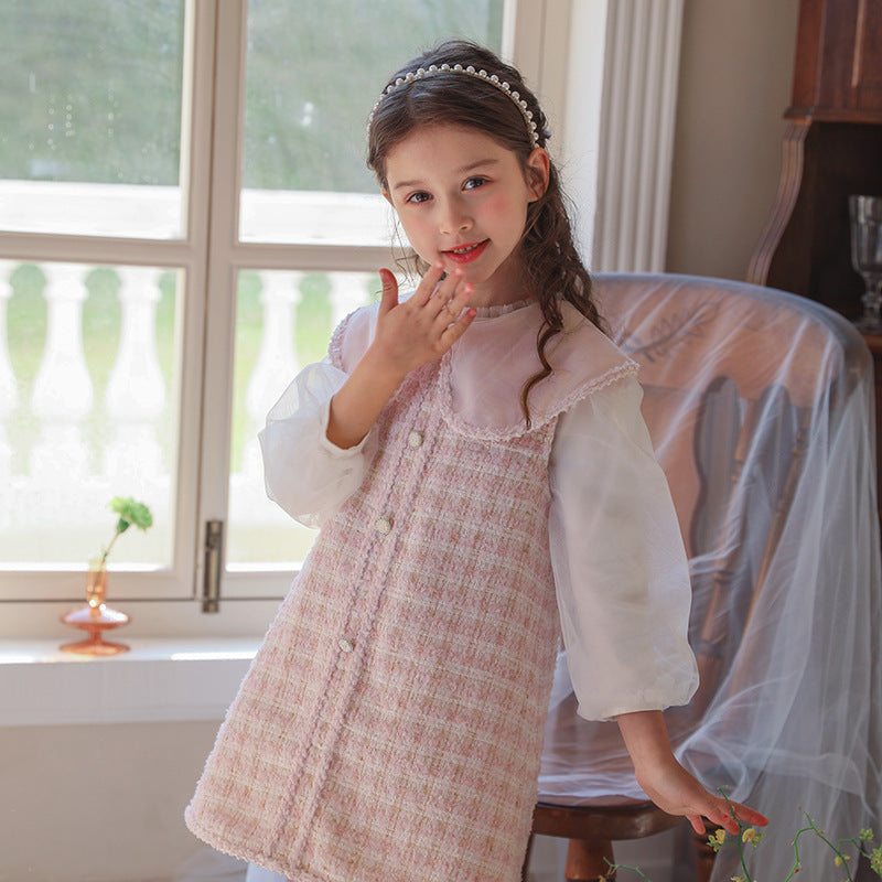Girl's Sweet Vest And Skirt Two-Piece Suit