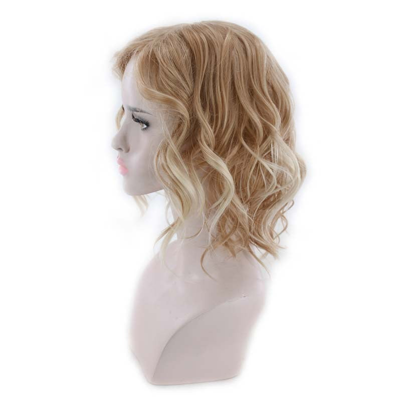 Pear Blossom Short Hair Wig - Golden Blonde Curly Style for Women