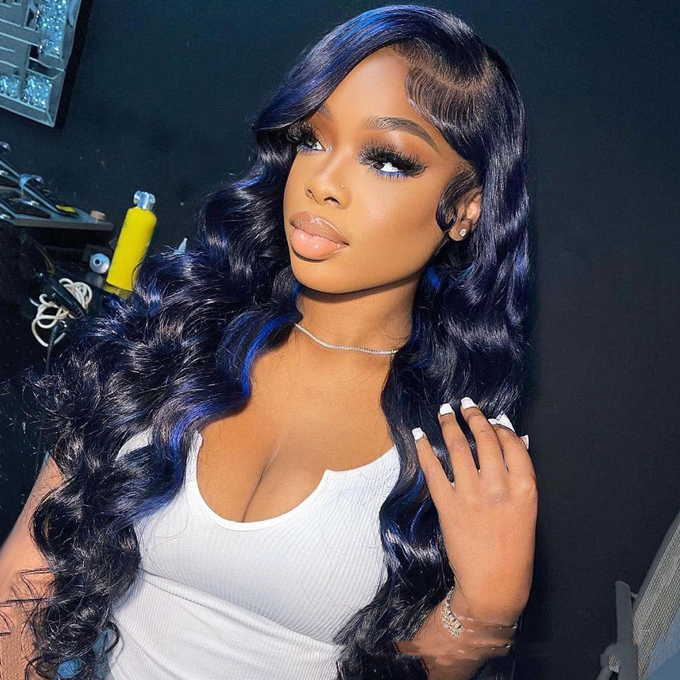 Women's Highlight Body Wave Human Hair Lace Front Wig - Real Hair Multiple Styles