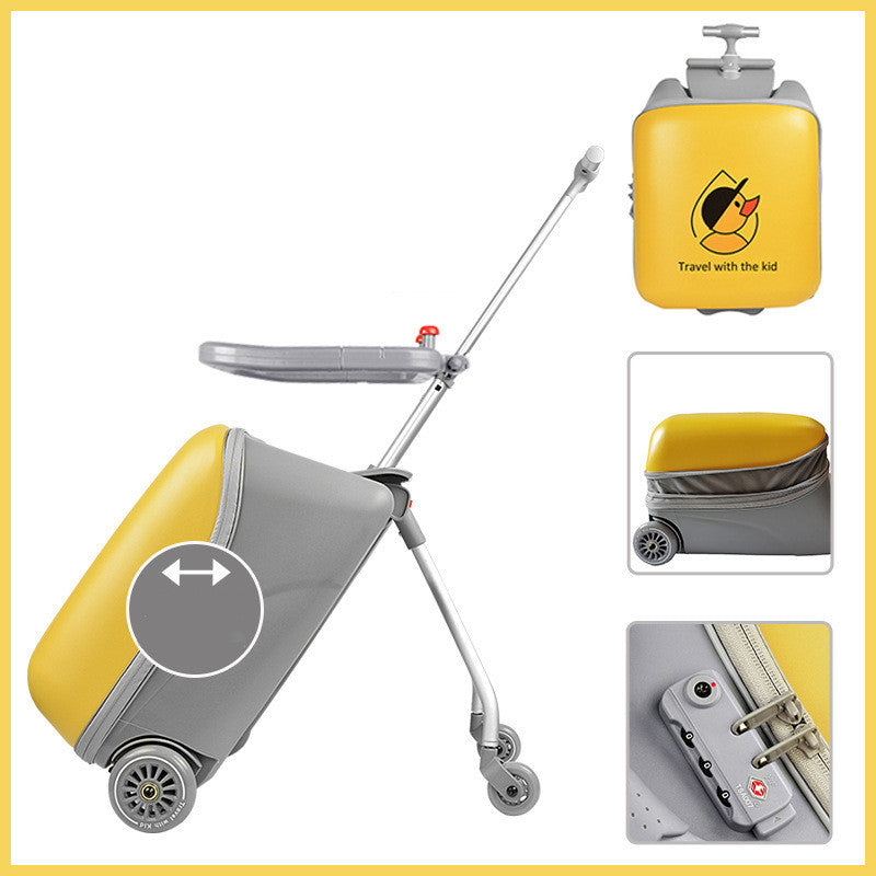 Cartoon Children's Trolley Case - Yellow Duckling Mount Suitcase with TSA Lock