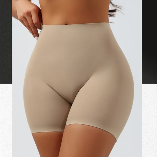 Beige shapewear shorts on a neutral background