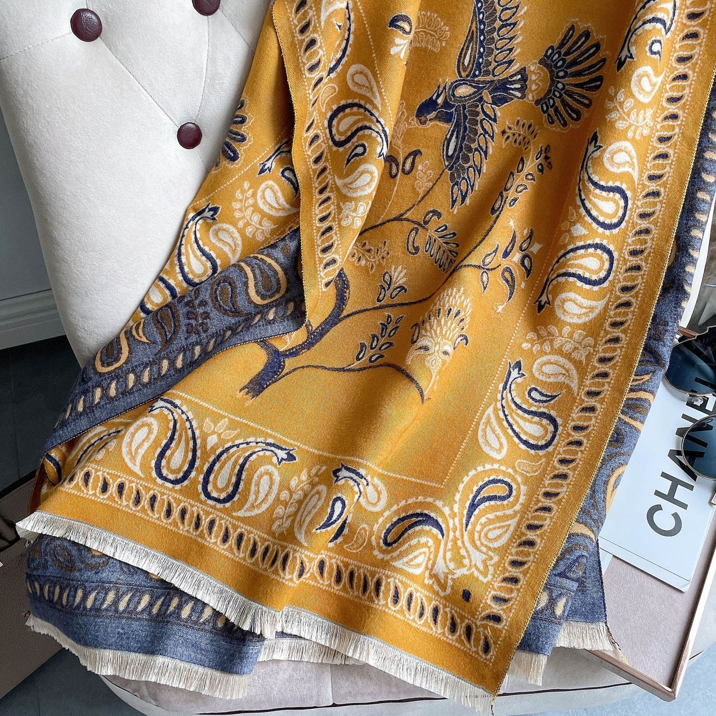Women's Cashmere-like Neck Warmer Scarf - Adult Office Blanket Camel