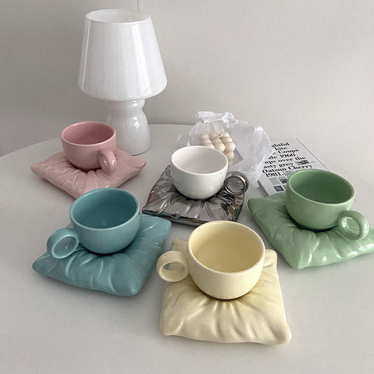 Nordic Ceramic Cup Set - Pillow Coaster 200ml Gift Box