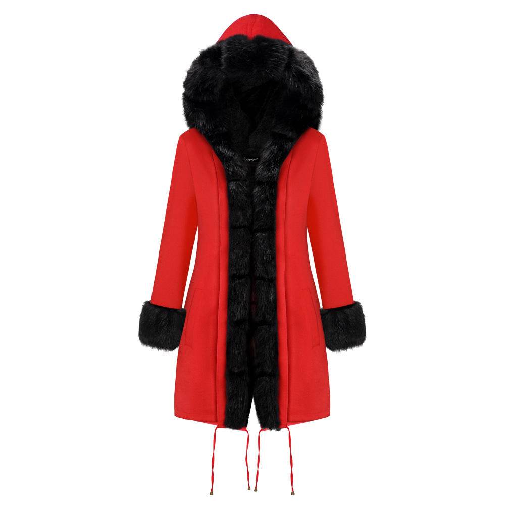 Women's Cotton Jacket With Hooded Coat And Fur Collar - Millivan supplies