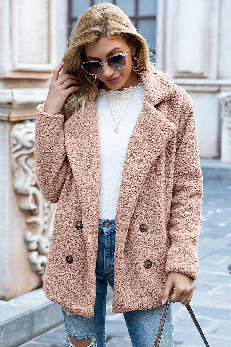 Ivy Lane Full Size Lapel Collar Sherpa Coat - Millivan supplies
