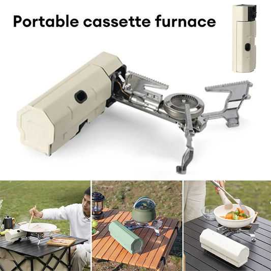 Camping Gas Stove Portable Folding Cassette Stove Outdoor Hiking BBQ Travel Cooking Grill Cooker Gas Burner - 2.6KW