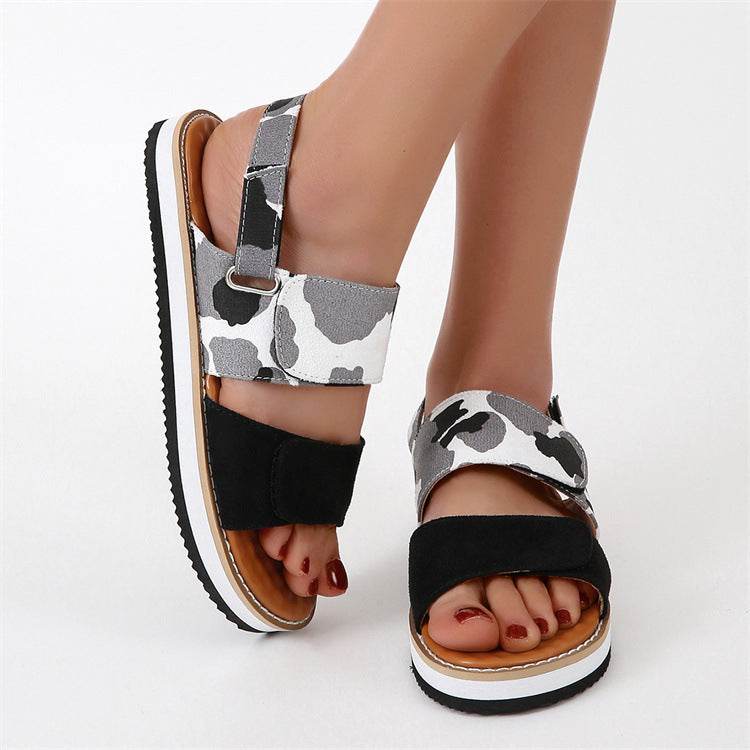 Women's Sandals Velcro Fish Mouth Flat Overfoot Shoes - Millivan supplies