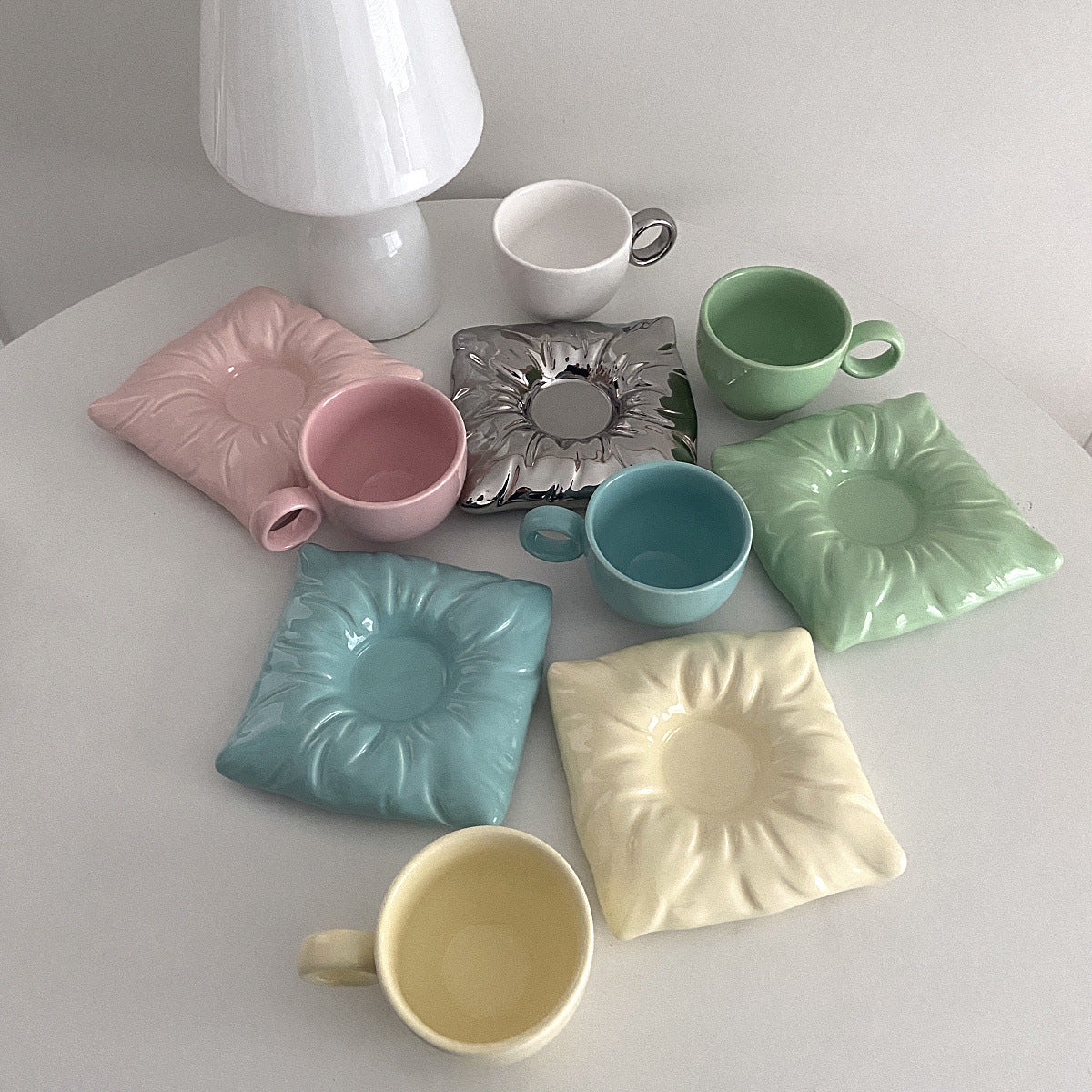 Nordic Ceramic Cup Set - Pillow Coaster 200ml Gift Box