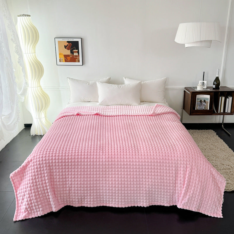 Cut Plaid Rabbit Plush Double-sided Velvet Milk Fiber Flannel Single Gift Blanket