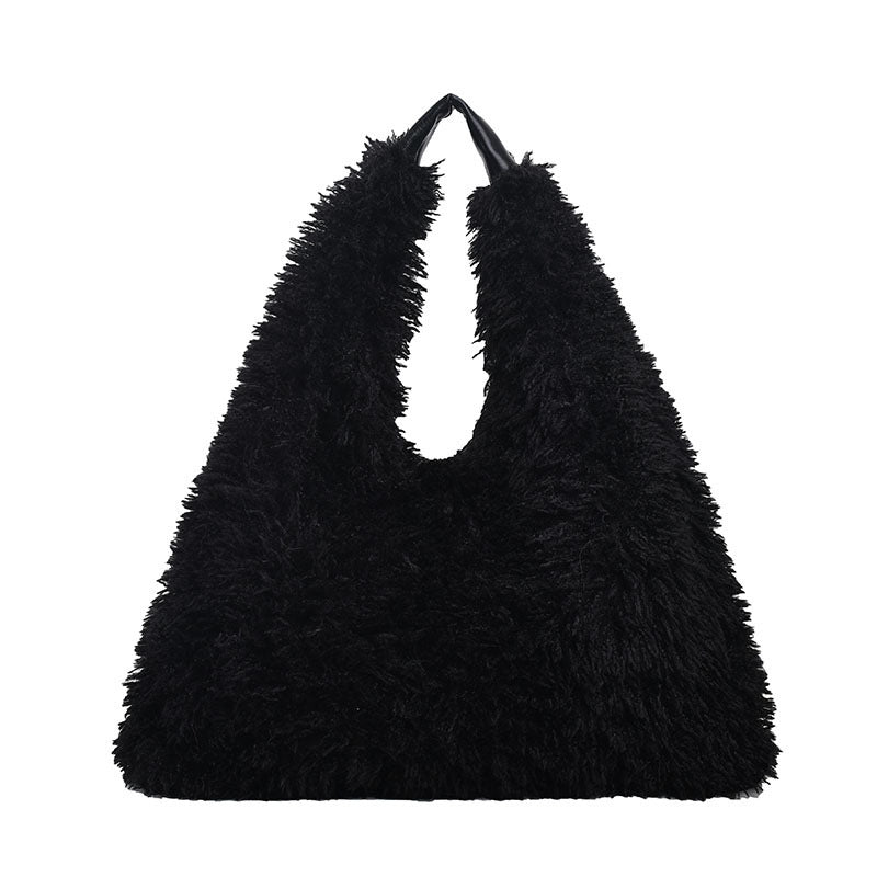 Autumn Winter Plush Handbag - Designer Tote