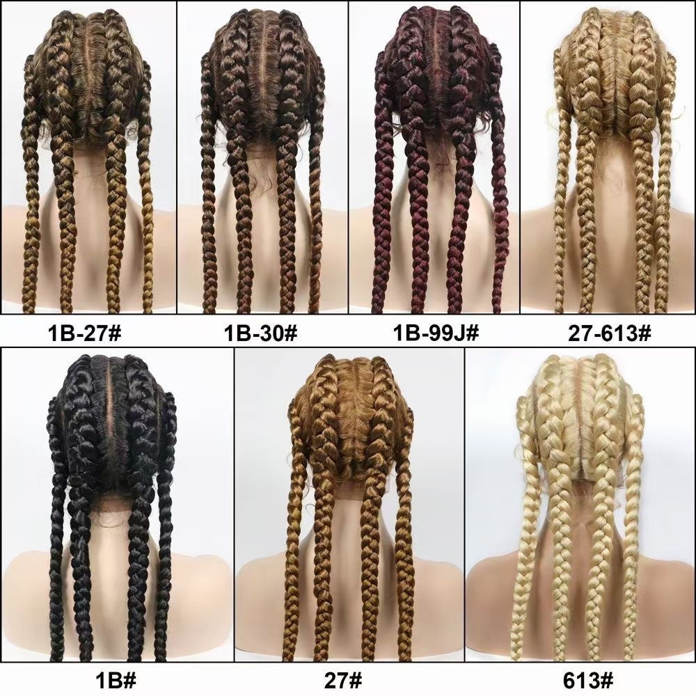 Front Lace Synthetic Fiber Four Braid Wig - Natural Looking Hair