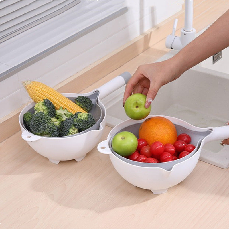 Double-layer Drain Basket Home Living Room Creative Kitchen Gadgets - Plastic 10×12.2×23cm 3 Colors