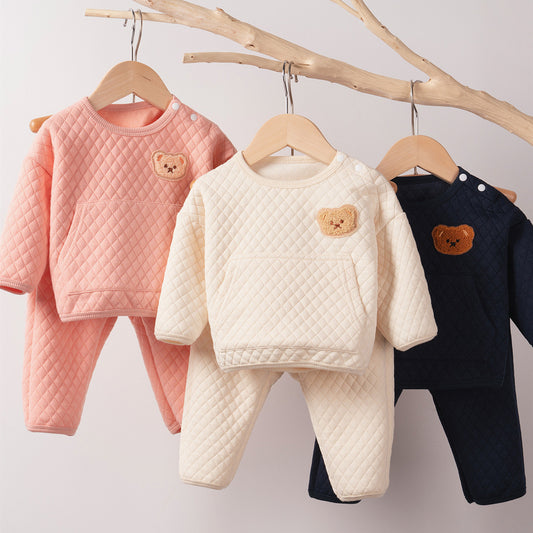 Baby Girl Winter Suit - Infant Thick Clothing Set Navy Blue 68cm